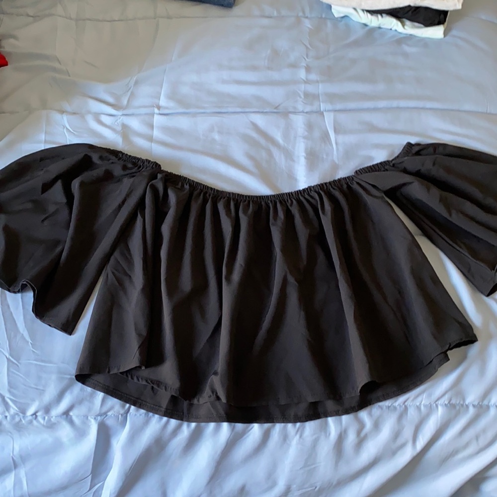Black Cropped Off the Shoulder Top